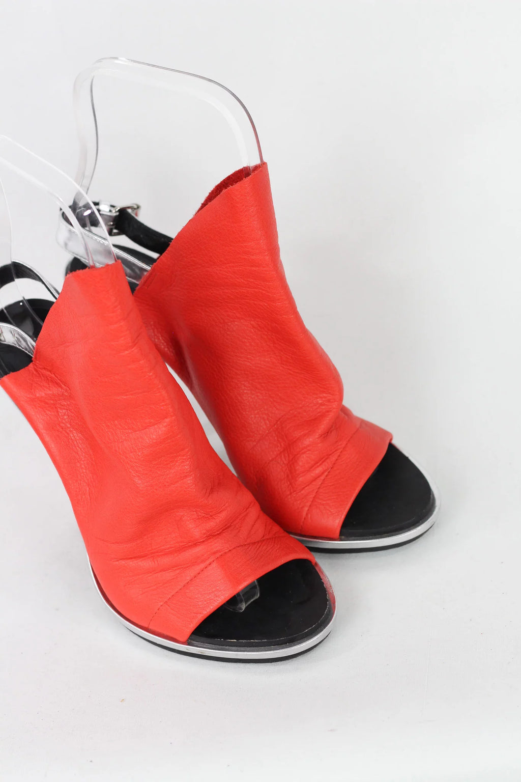 Red Lambskin Leather Slingback Heels