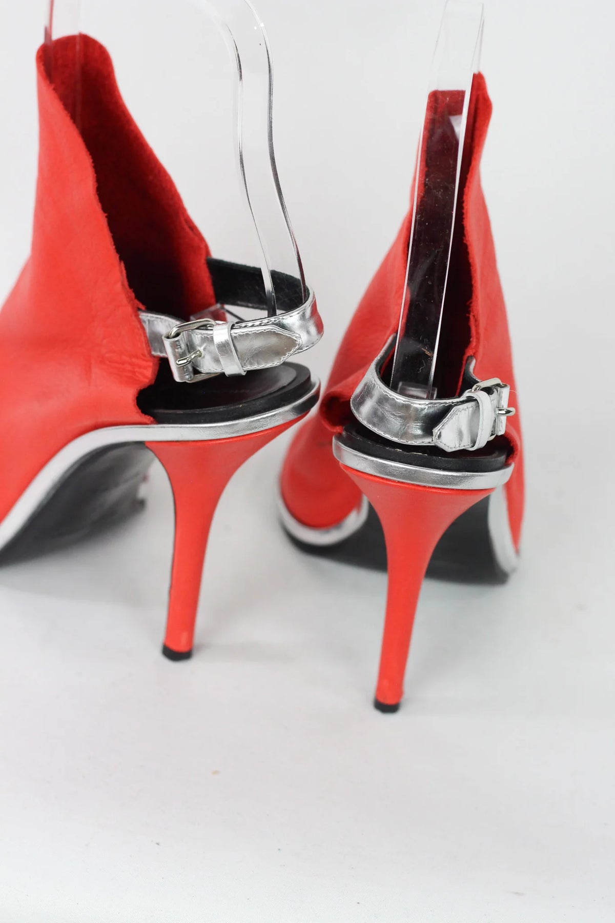 Red Lambskin Leather Slingback Heels