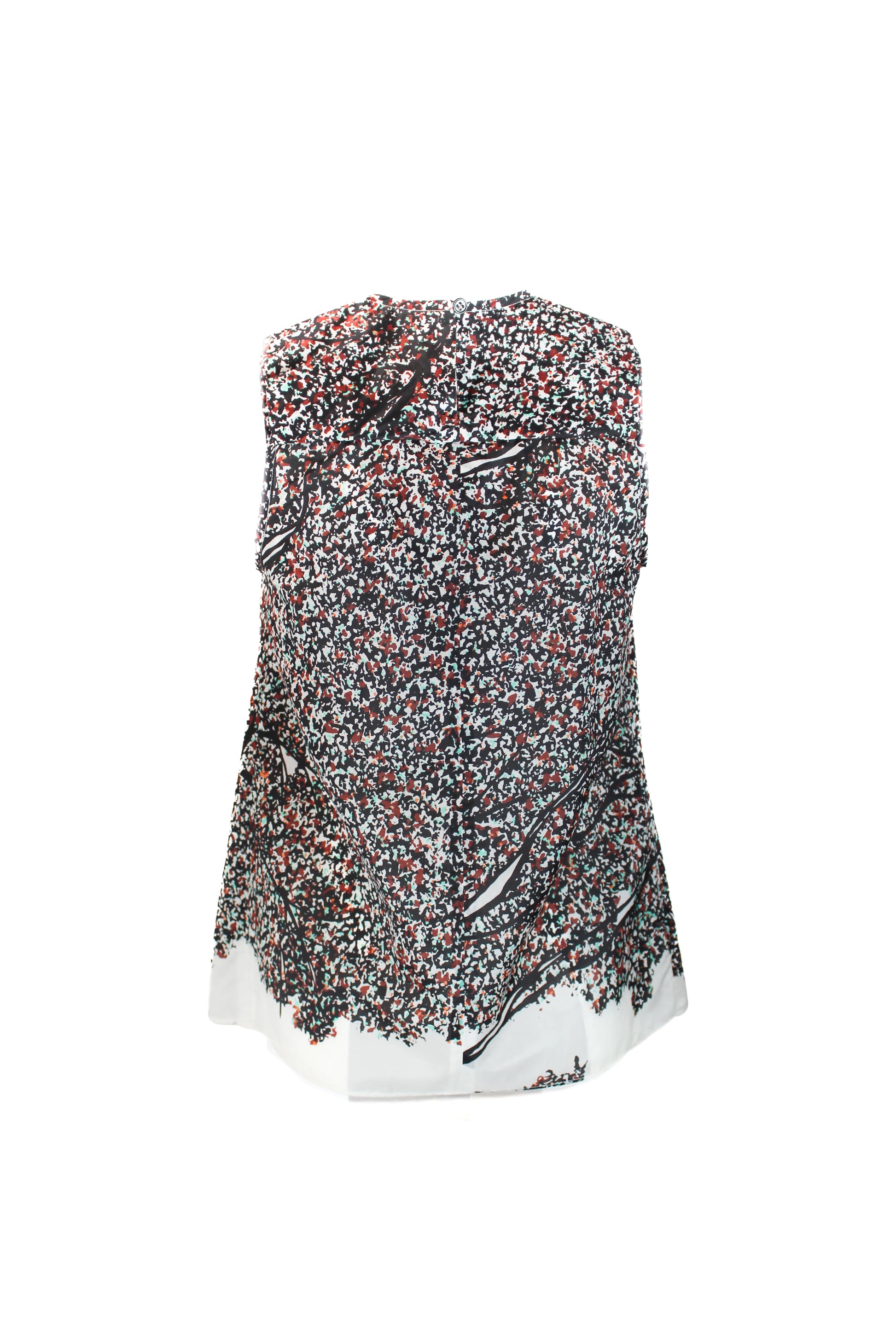 Patterned Sleeveless Top with Round Neck