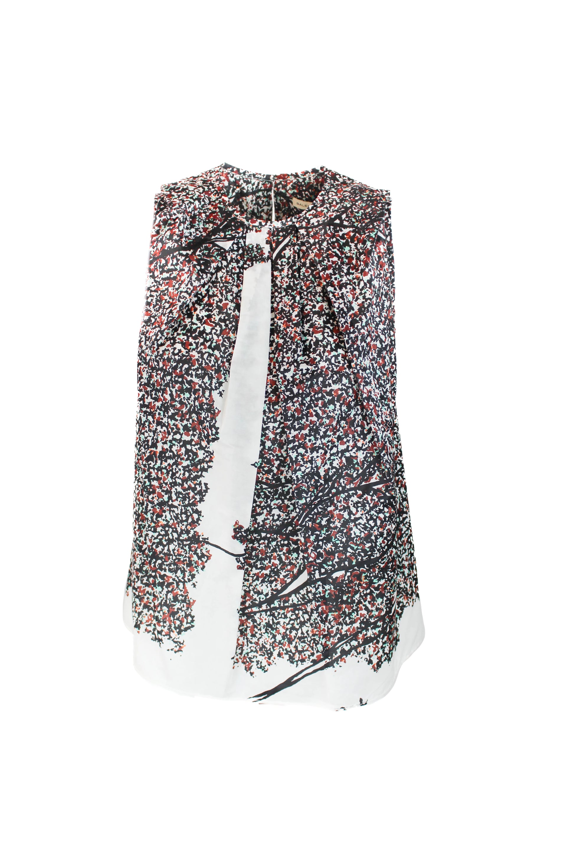 Patterned Sleeveless Top with Round Neck