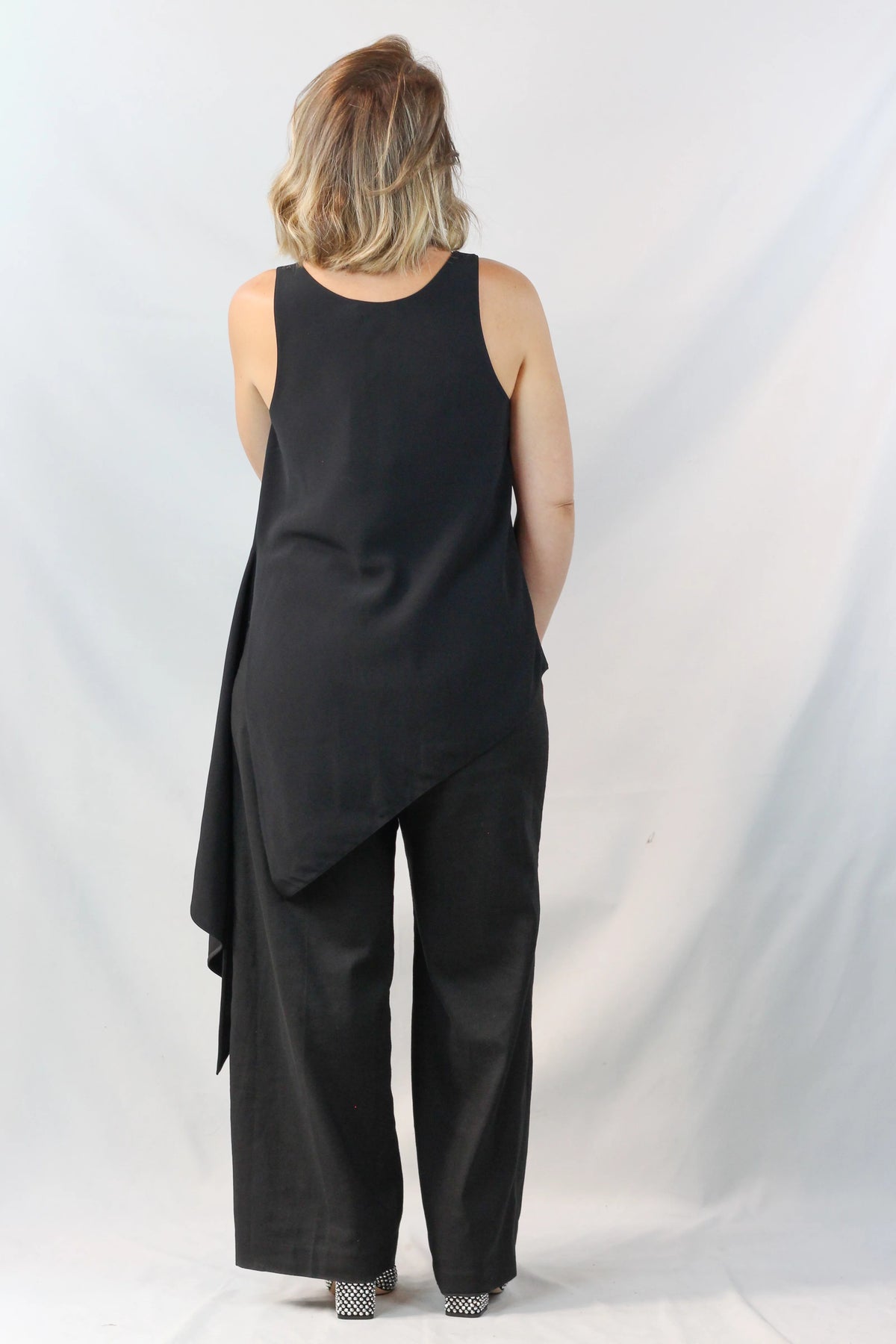 Asymmetric Draped Top Black