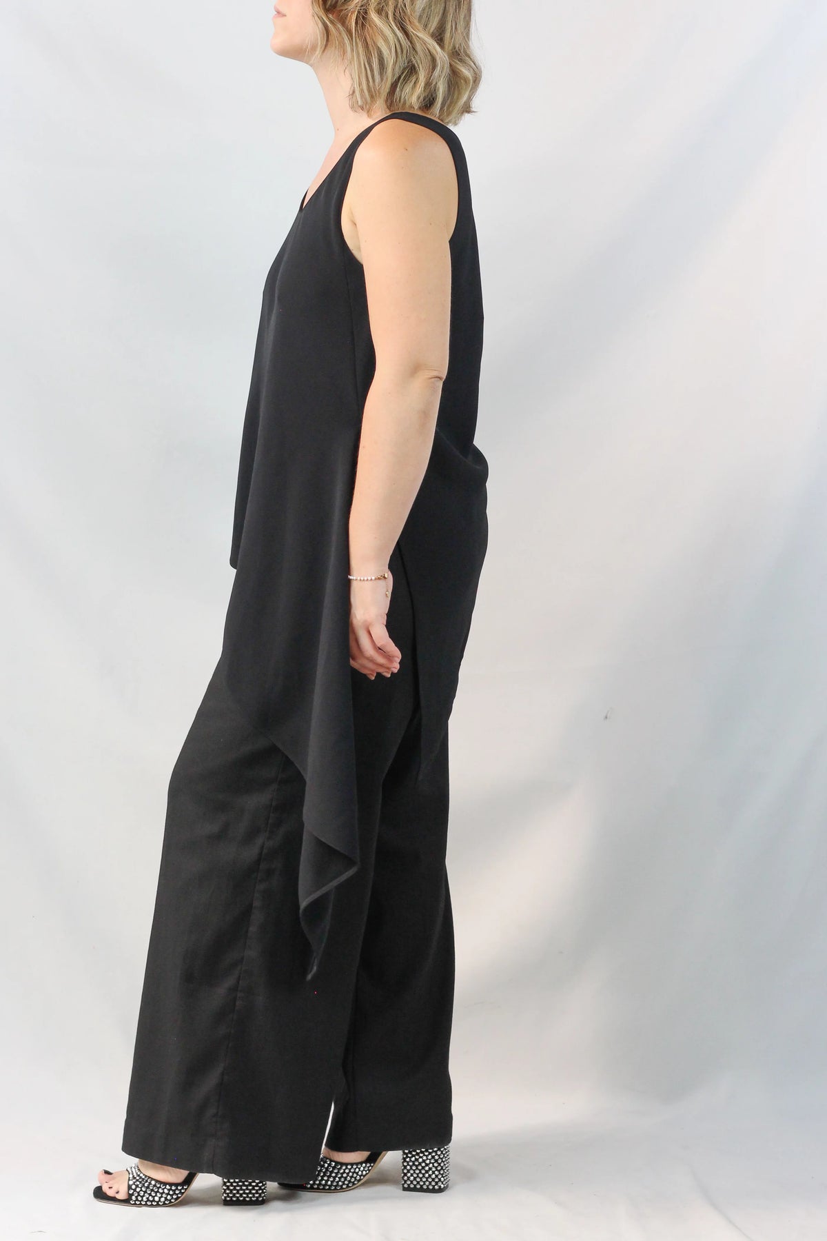 Asymmetric Draped Top Black