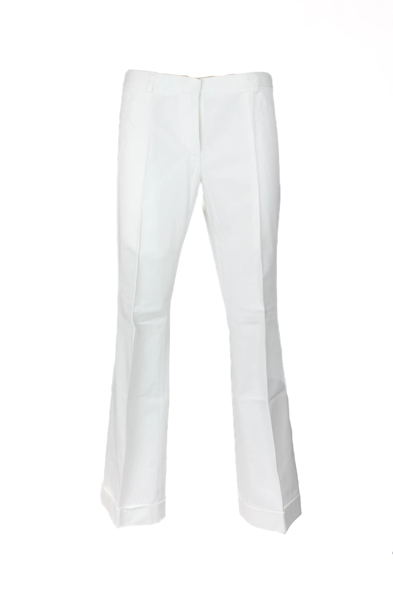 White Low-Rise Flared Trousers with Classic Fit