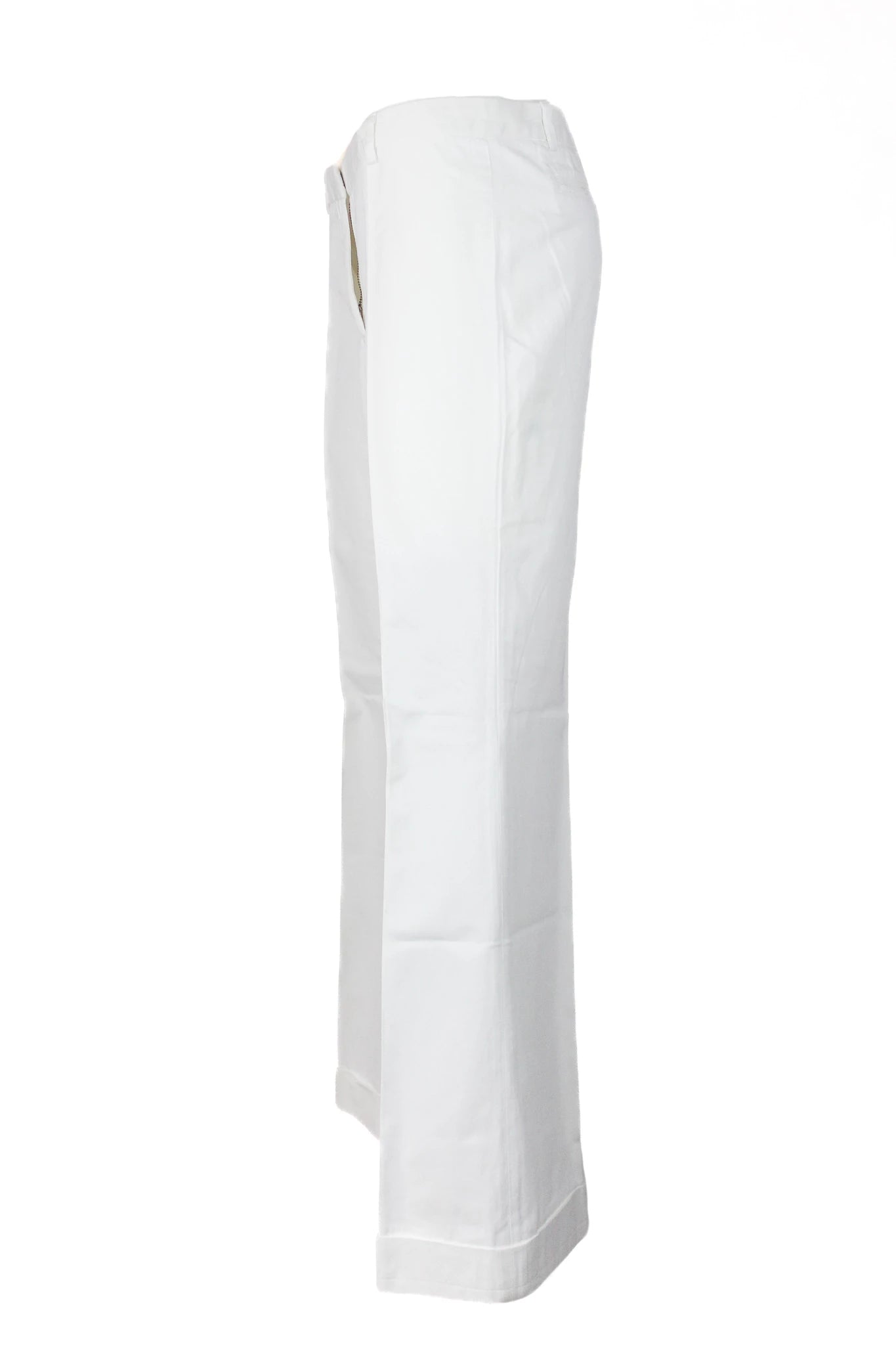 White Low-Rise Flared Trousers with Classic Fit