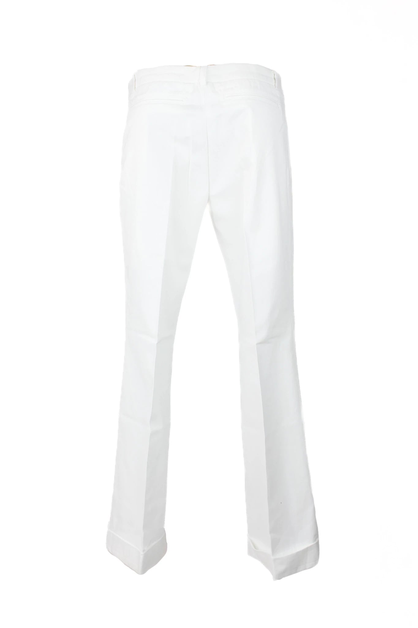 White Low-Rise Flared Trousers with Classic Fit