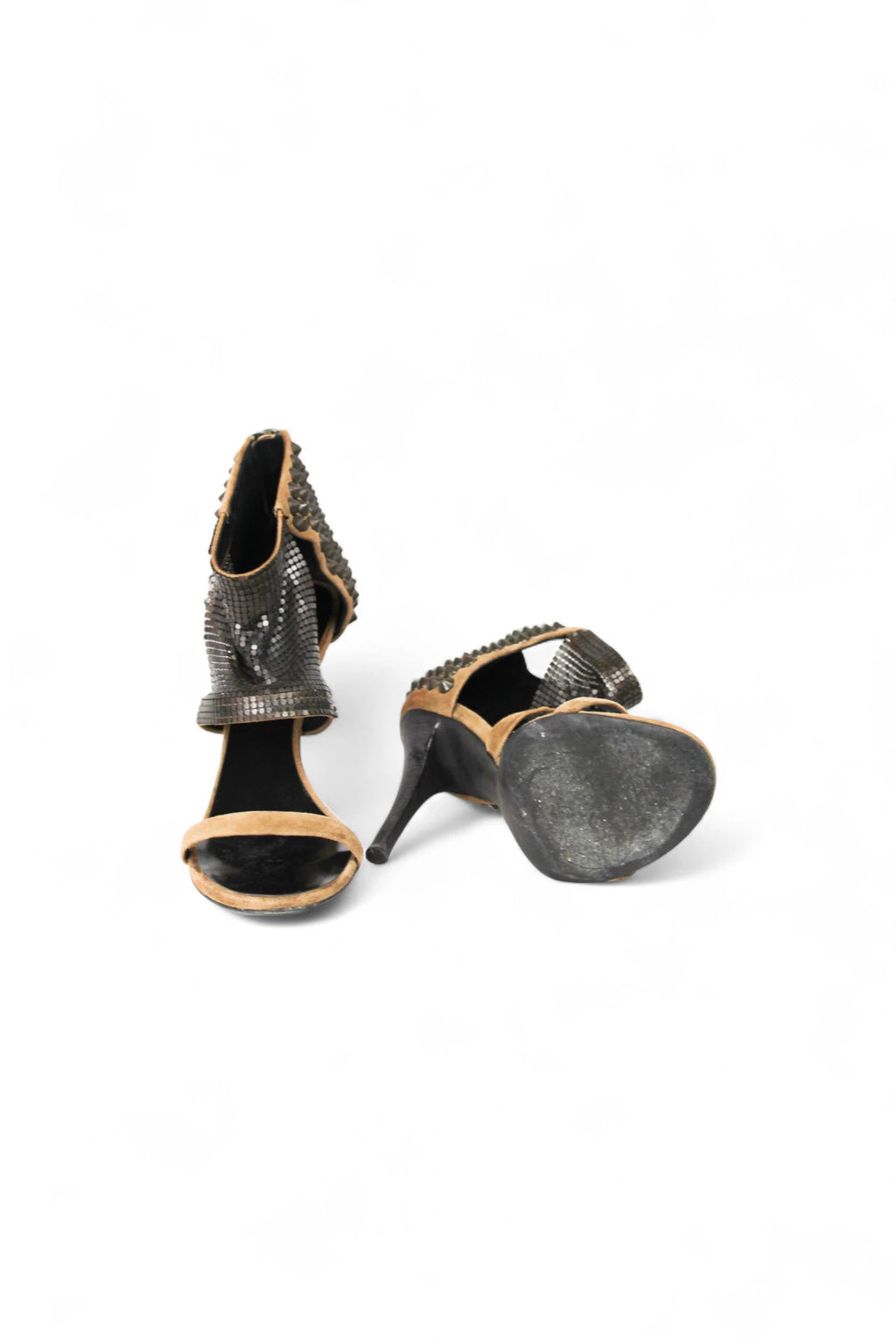 Studded suede military green sandals