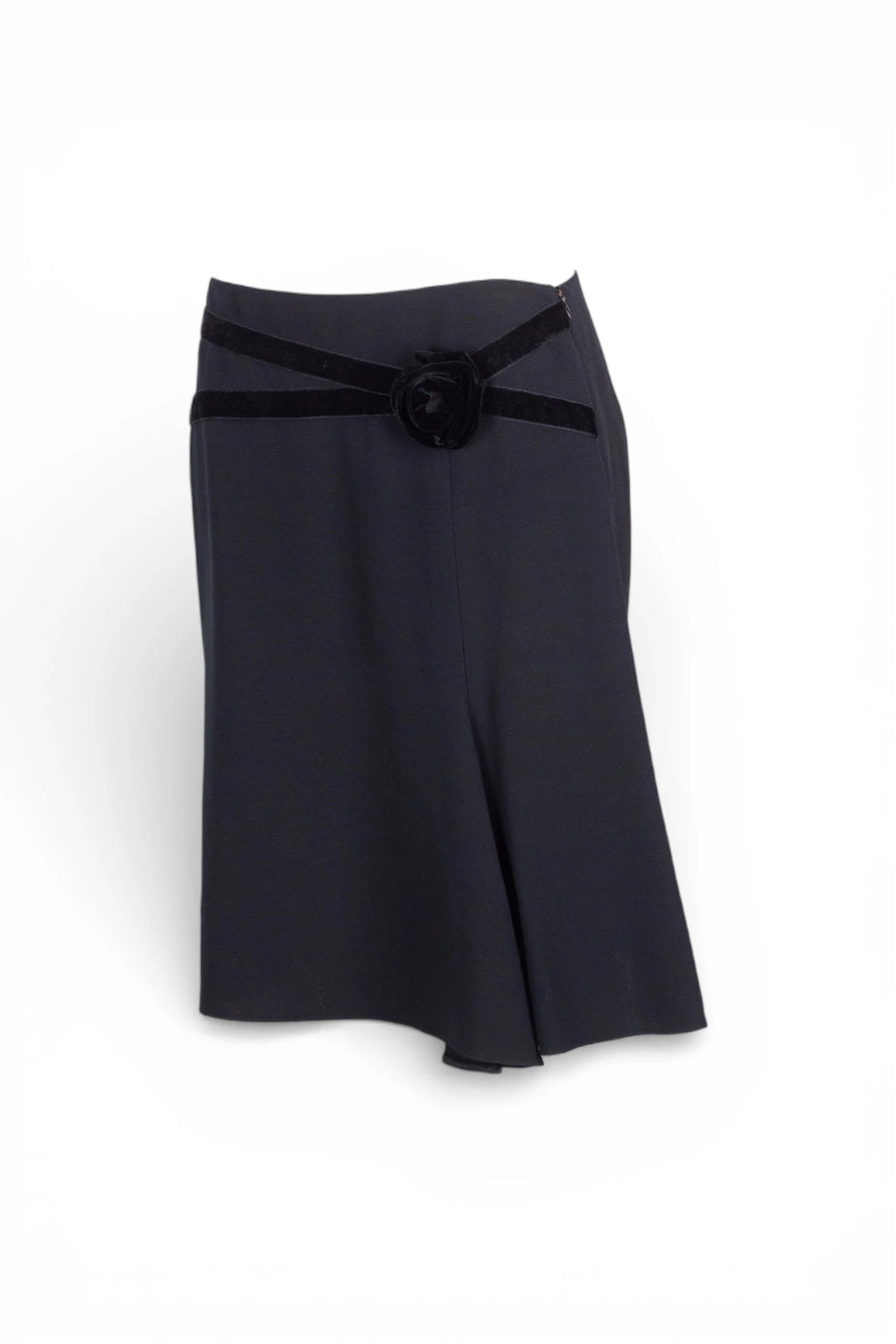 Wool Blend Skirt with Velvet Belt