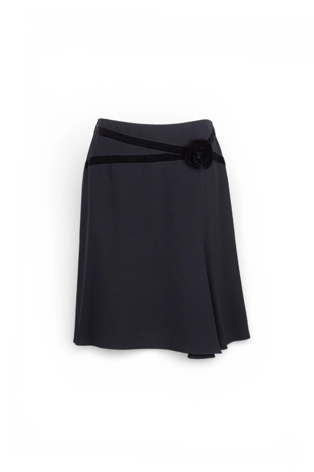 Wool Blend Skirt with Velvet Belt