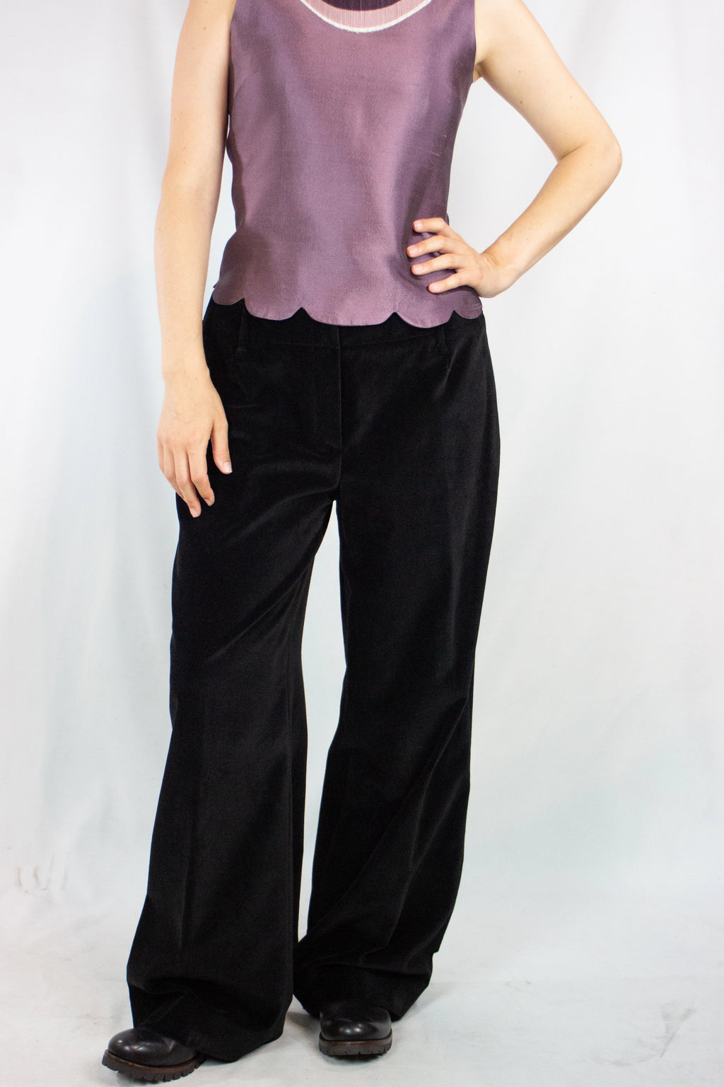Black Wool Palazzo Trousers
