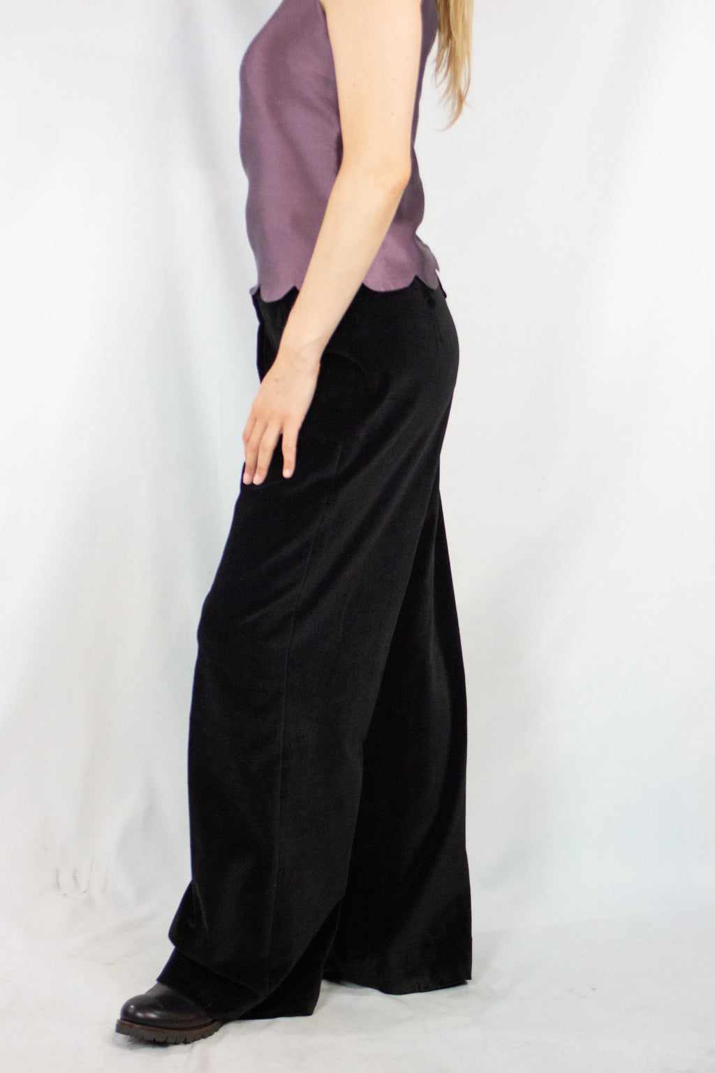 Black Wool Palazzo Trousers