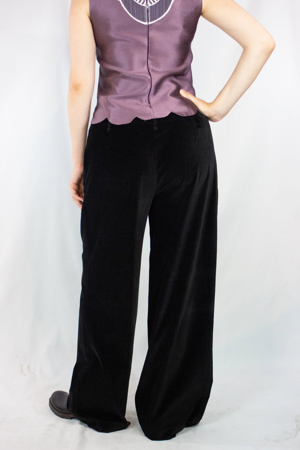 Black Wool Palazzo Trousers