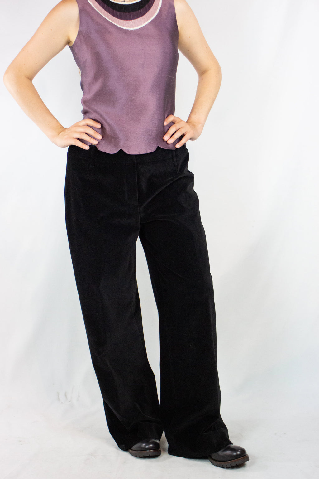 Black Wool Palazzo Trousers