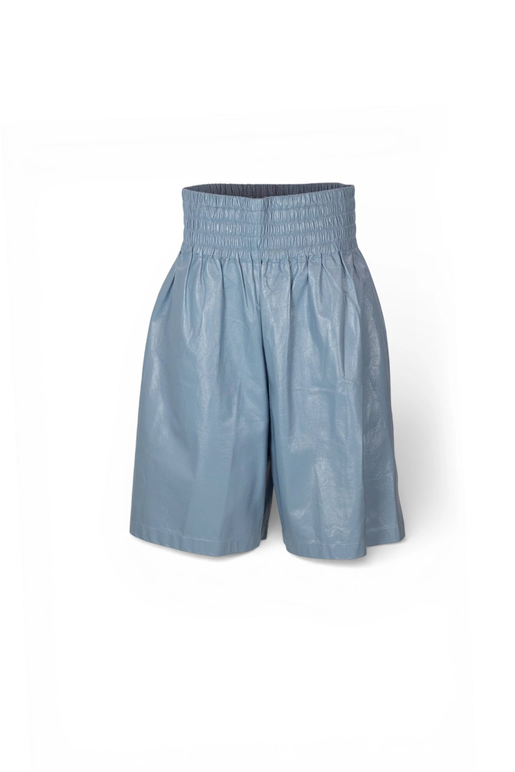 Light Blue Leather Knee-Length Bermuda