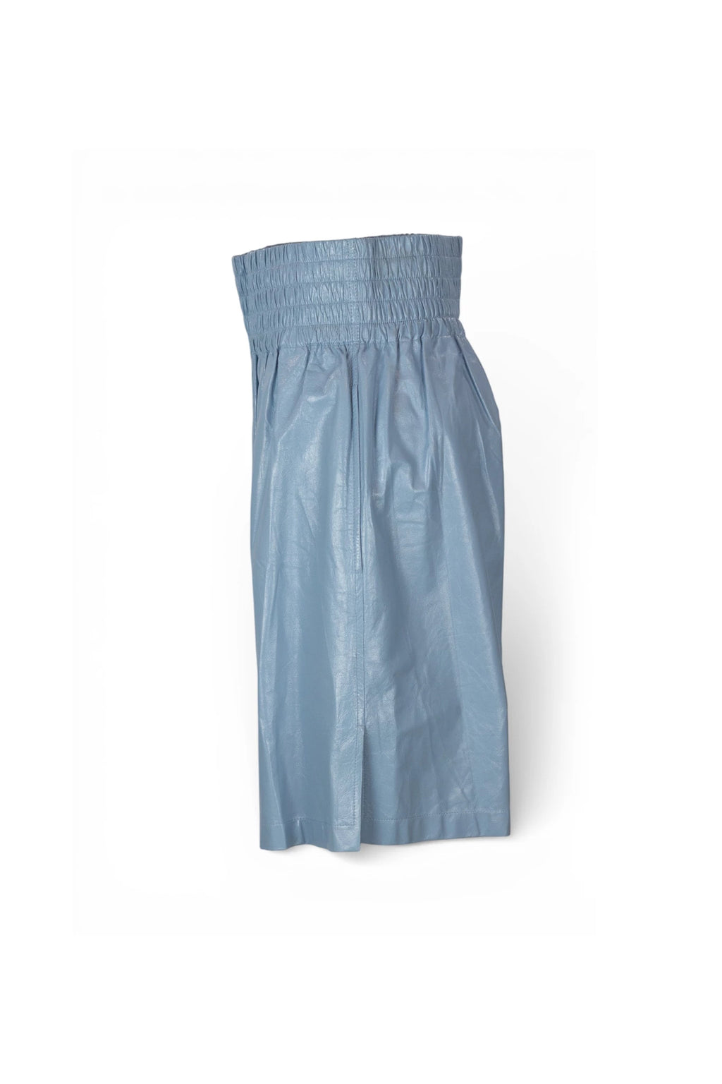 Light Blue Leather Knee-Length Bermuda