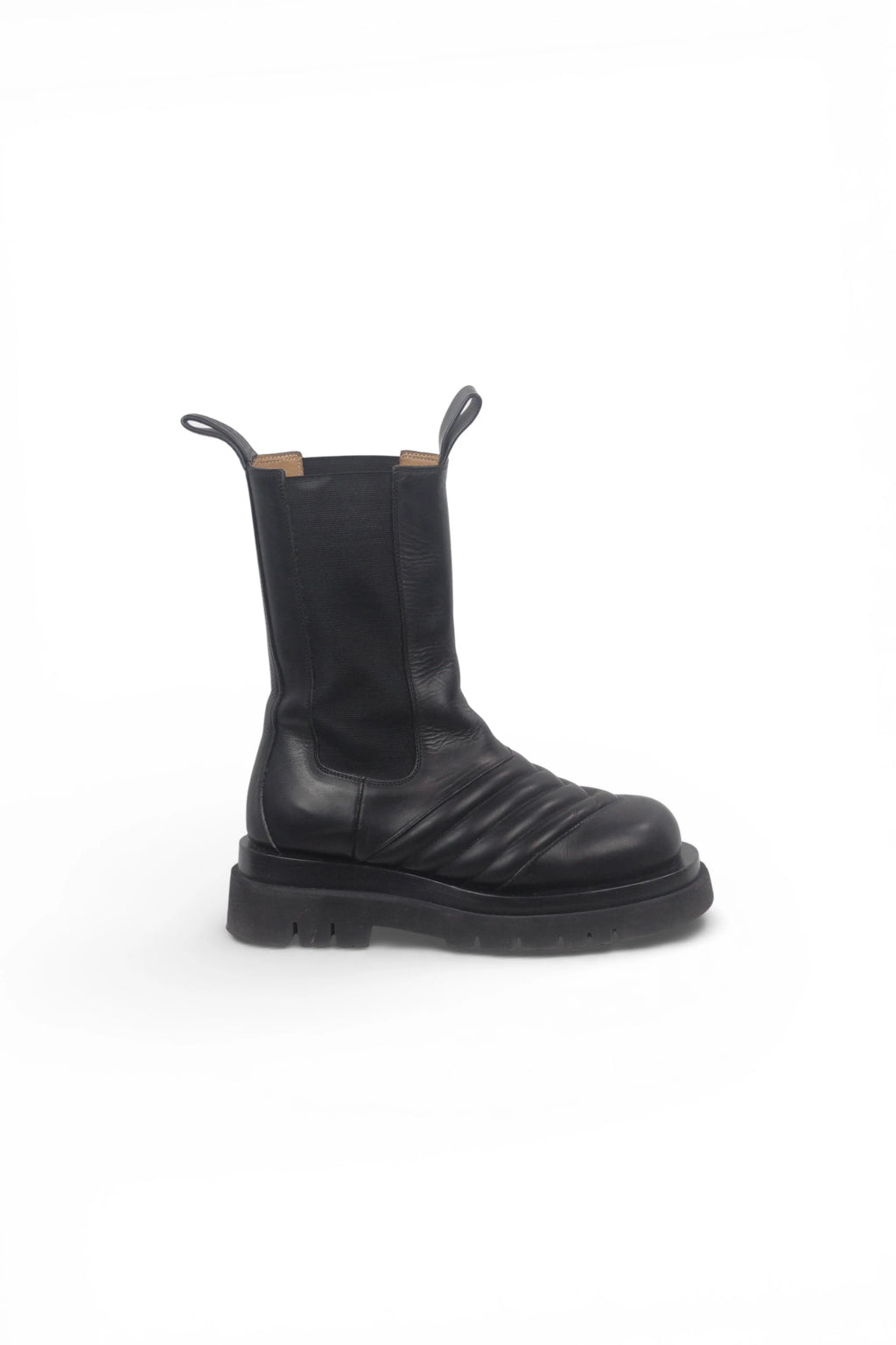 Lug Boots in Black Leather with Stitching Detail FW2019