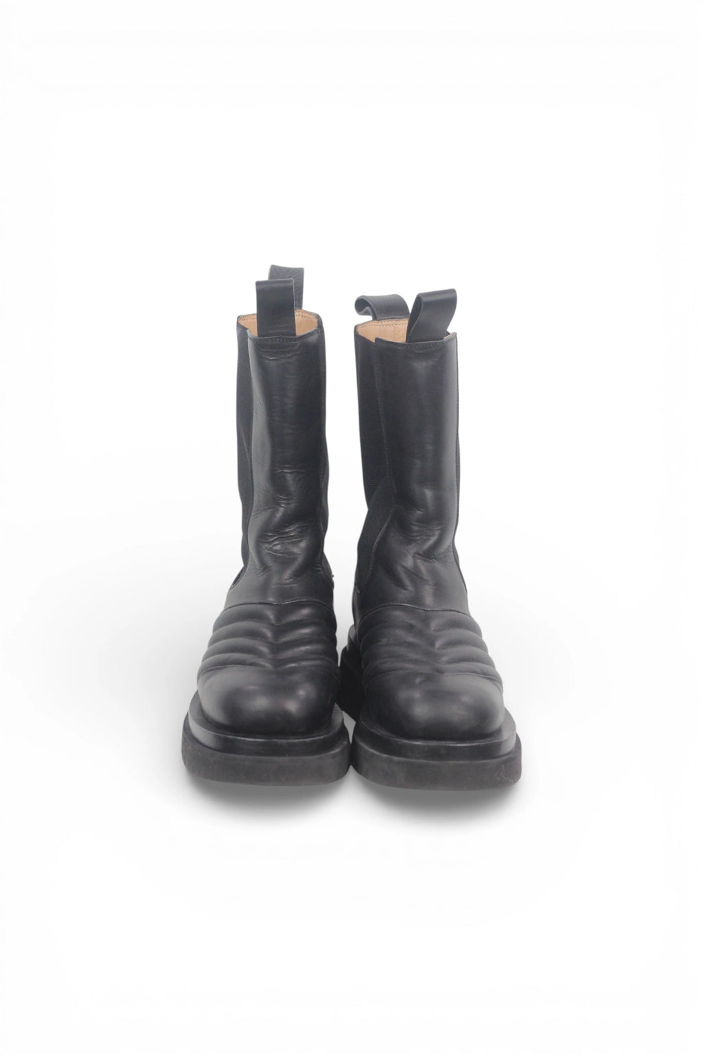 Lug Boots in Black Leather with Stitching Detail FW2019