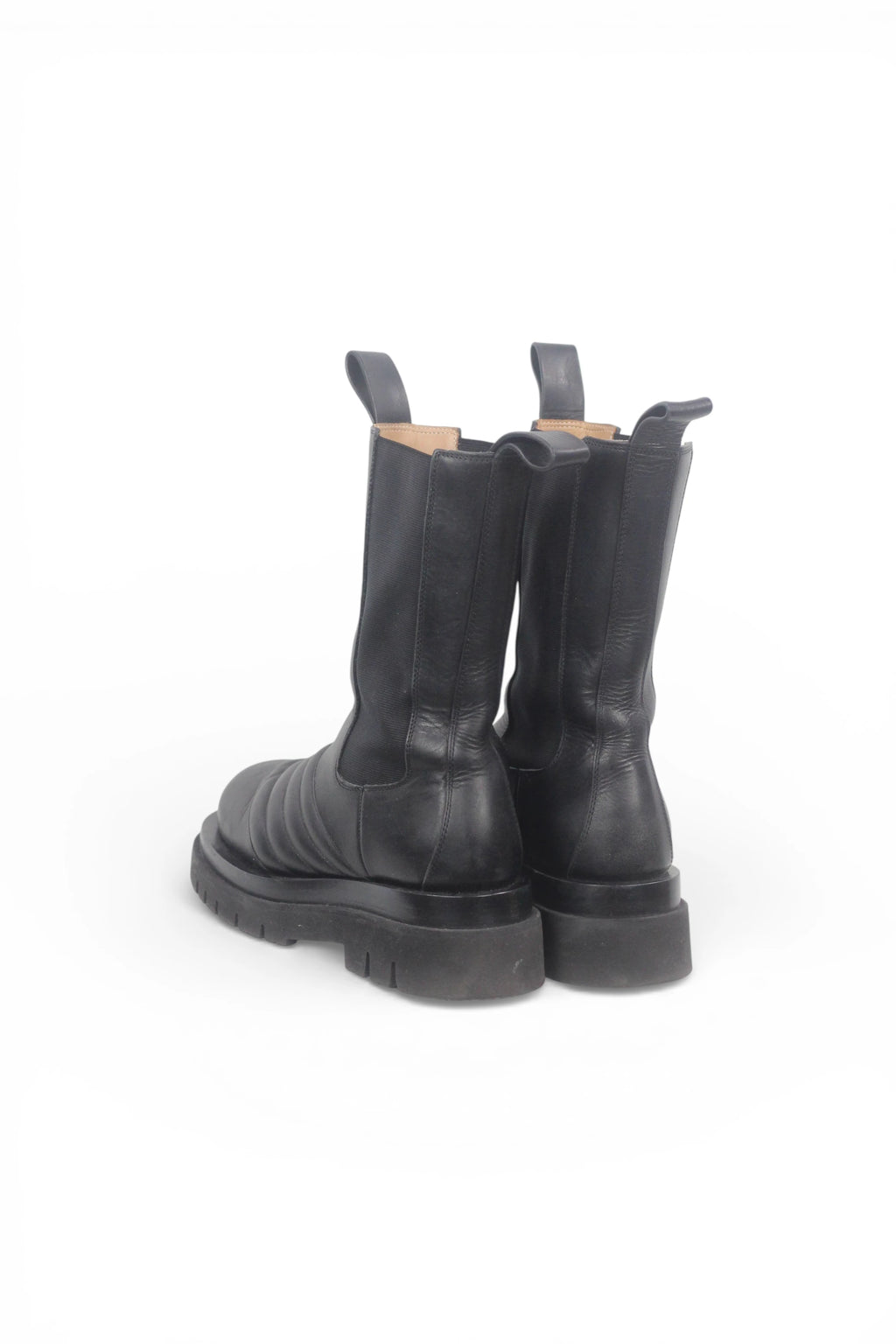 Lug Boots in Black Leather with Stitching Detail FW2019