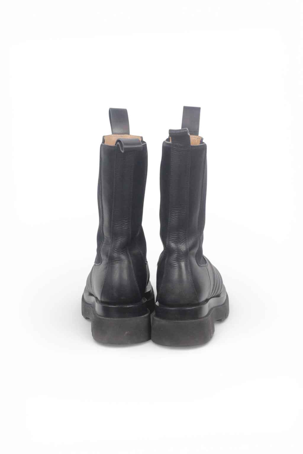 Lug Boots in Black Leather with Stitching Detail FW2019