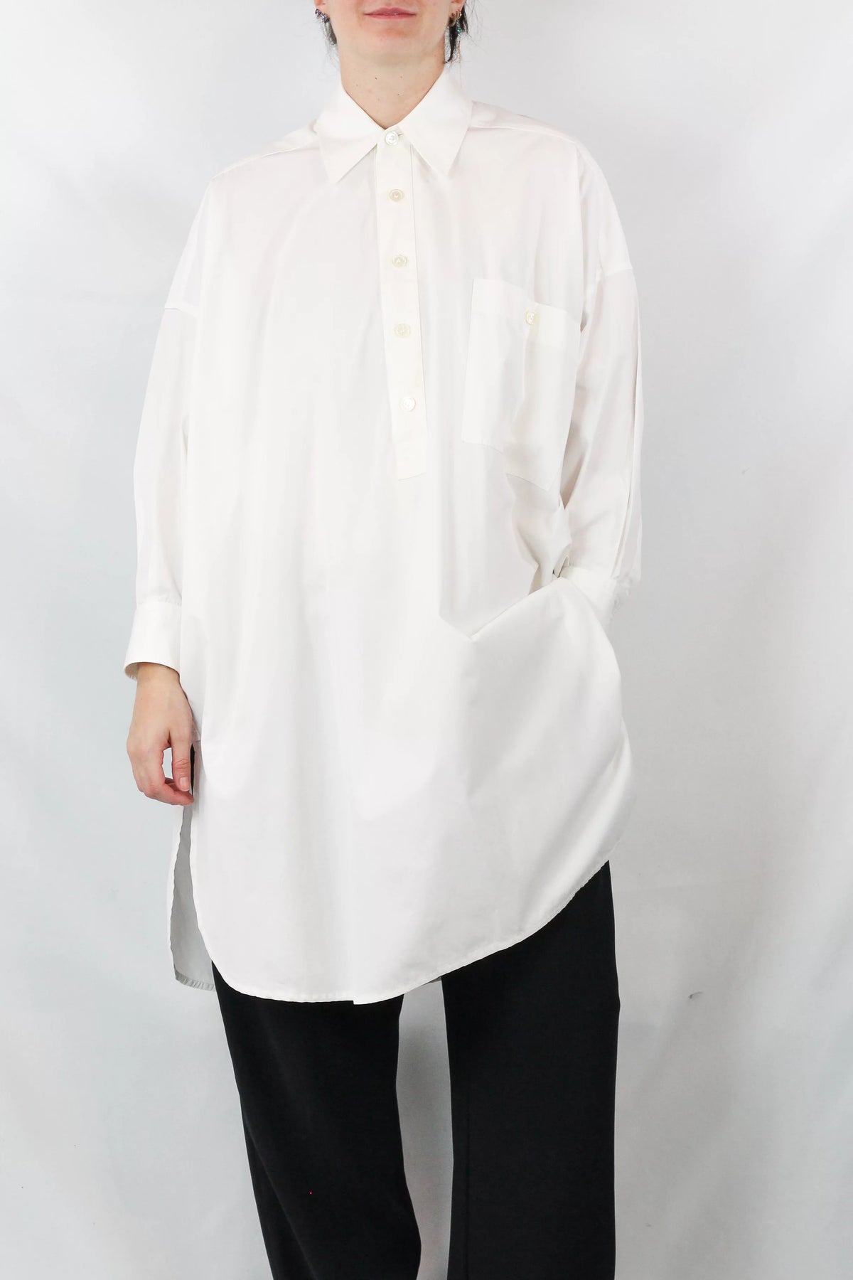 White Cotton Oversized Shirt Dress