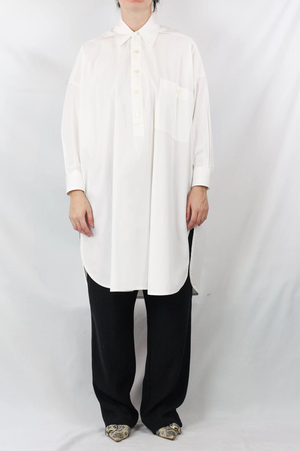 Abito camicia oversize in cotone bianco