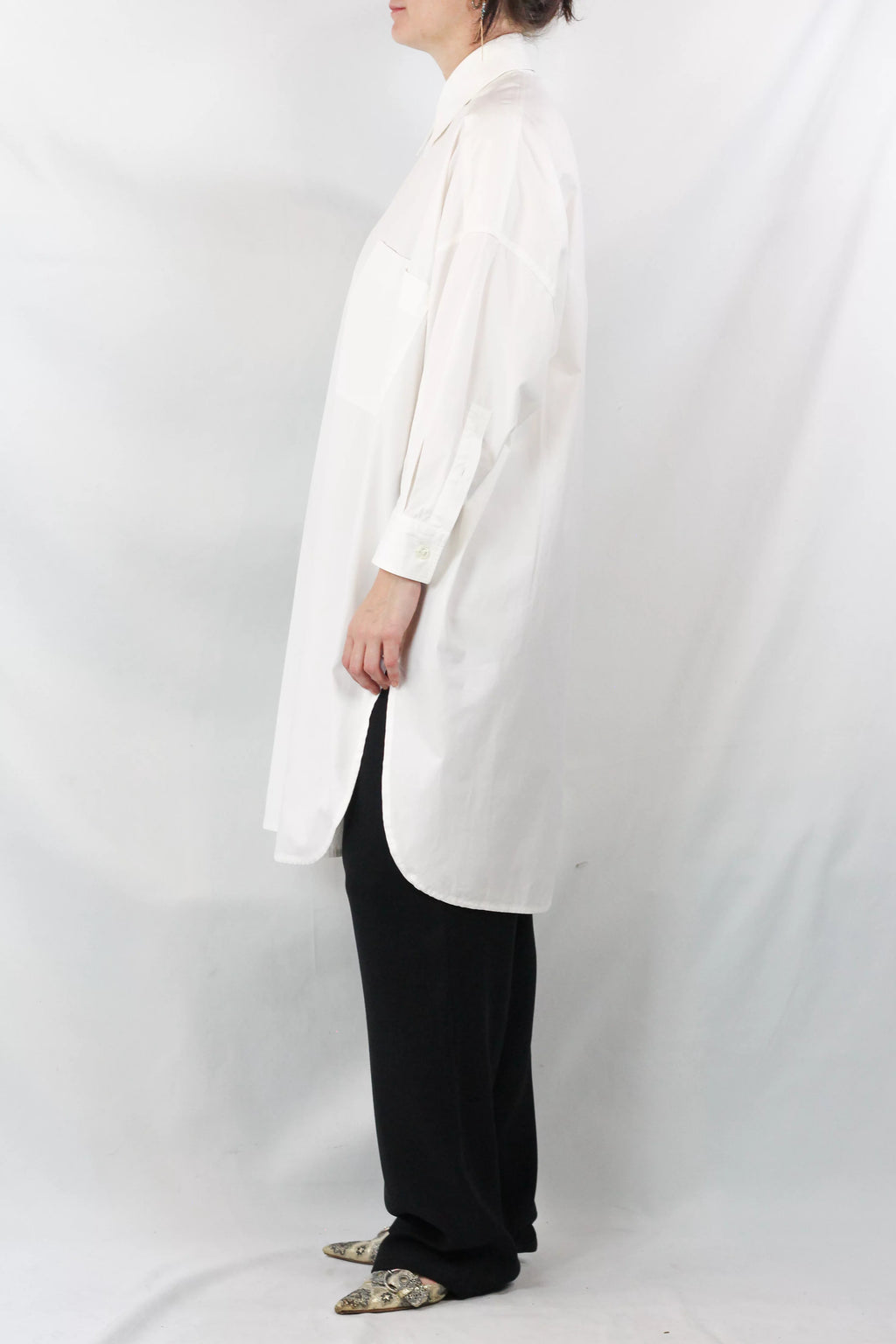 Abito camicia oversize in cotone bianco