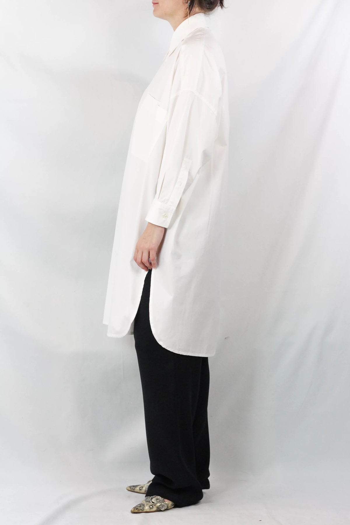 White Cotton Oversized Shirt Dress