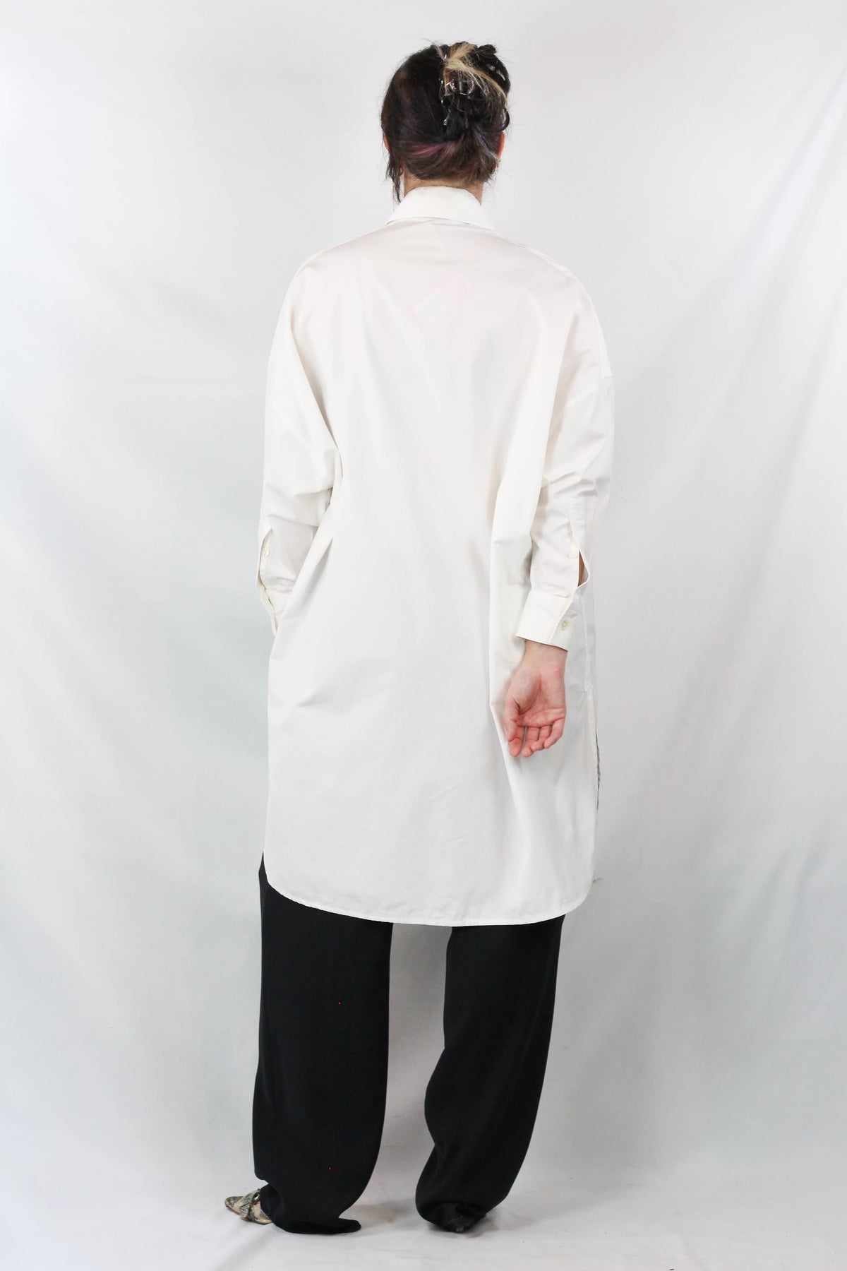 White Cotton Oversized Shirt Dress