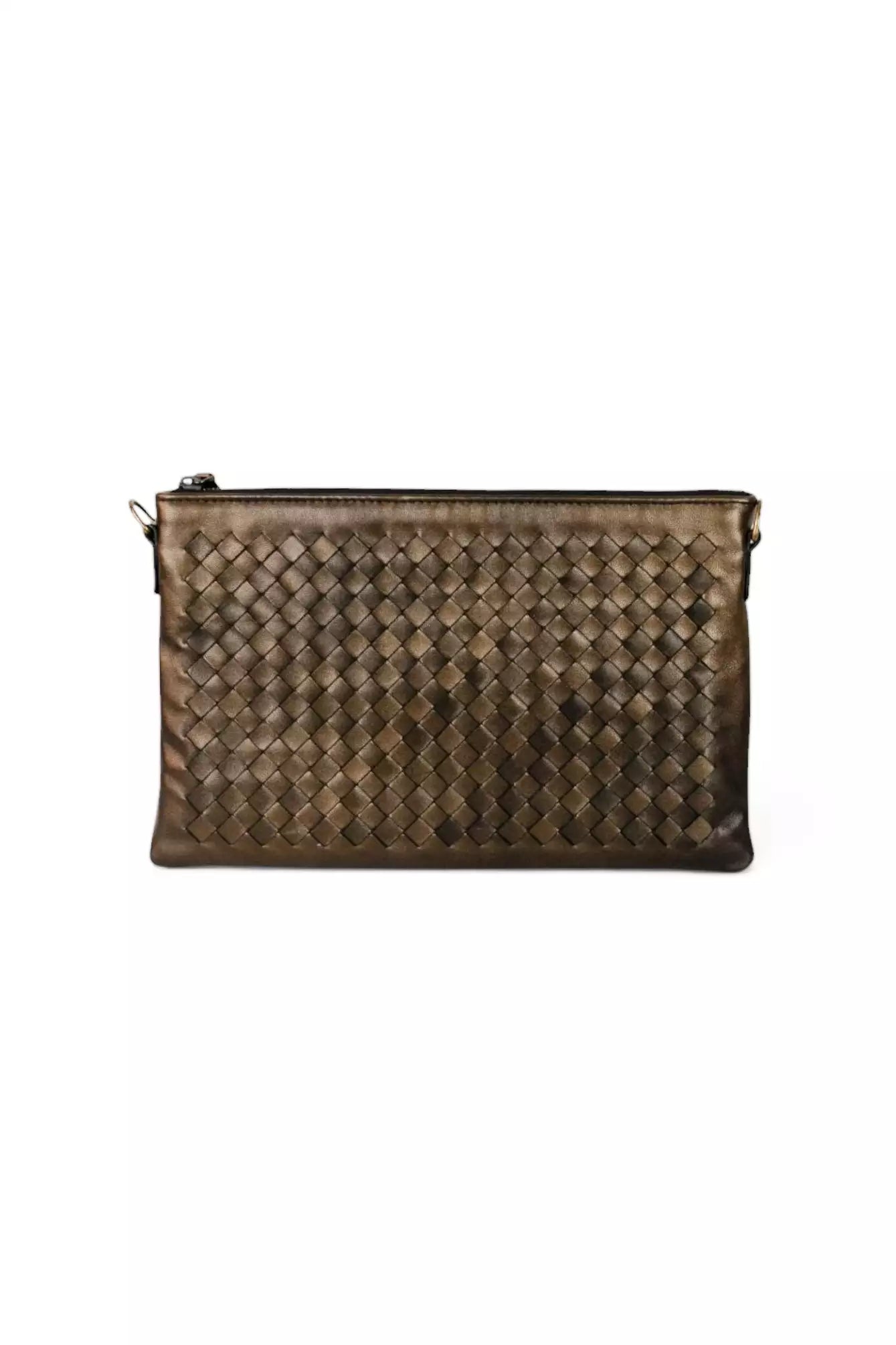 Intrecciato Leather Pochette in Bronze