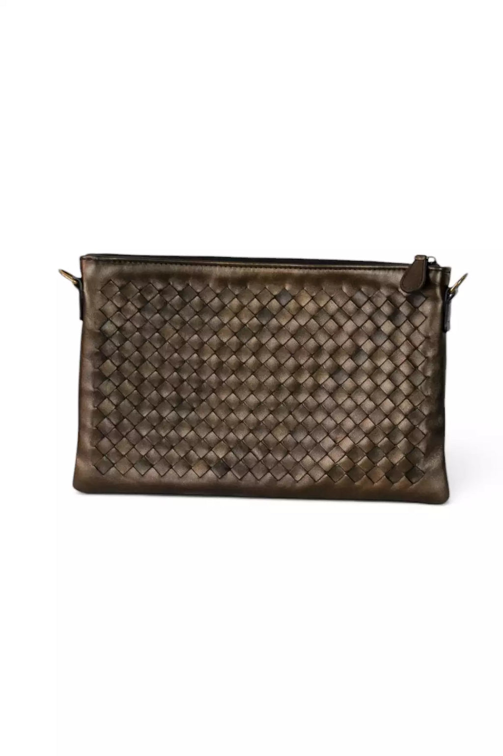Intrecciato Leather Pochette in Bronze