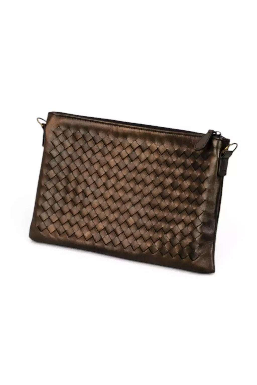 Intrecciato Leather Pochette in Bronze