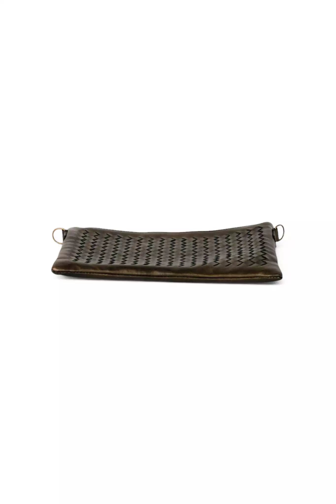 Intrecciato Leather Pochette in Bronze