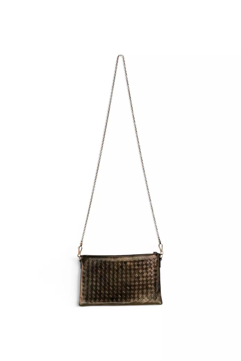 Intrecciato Leather Pochette in Bronze