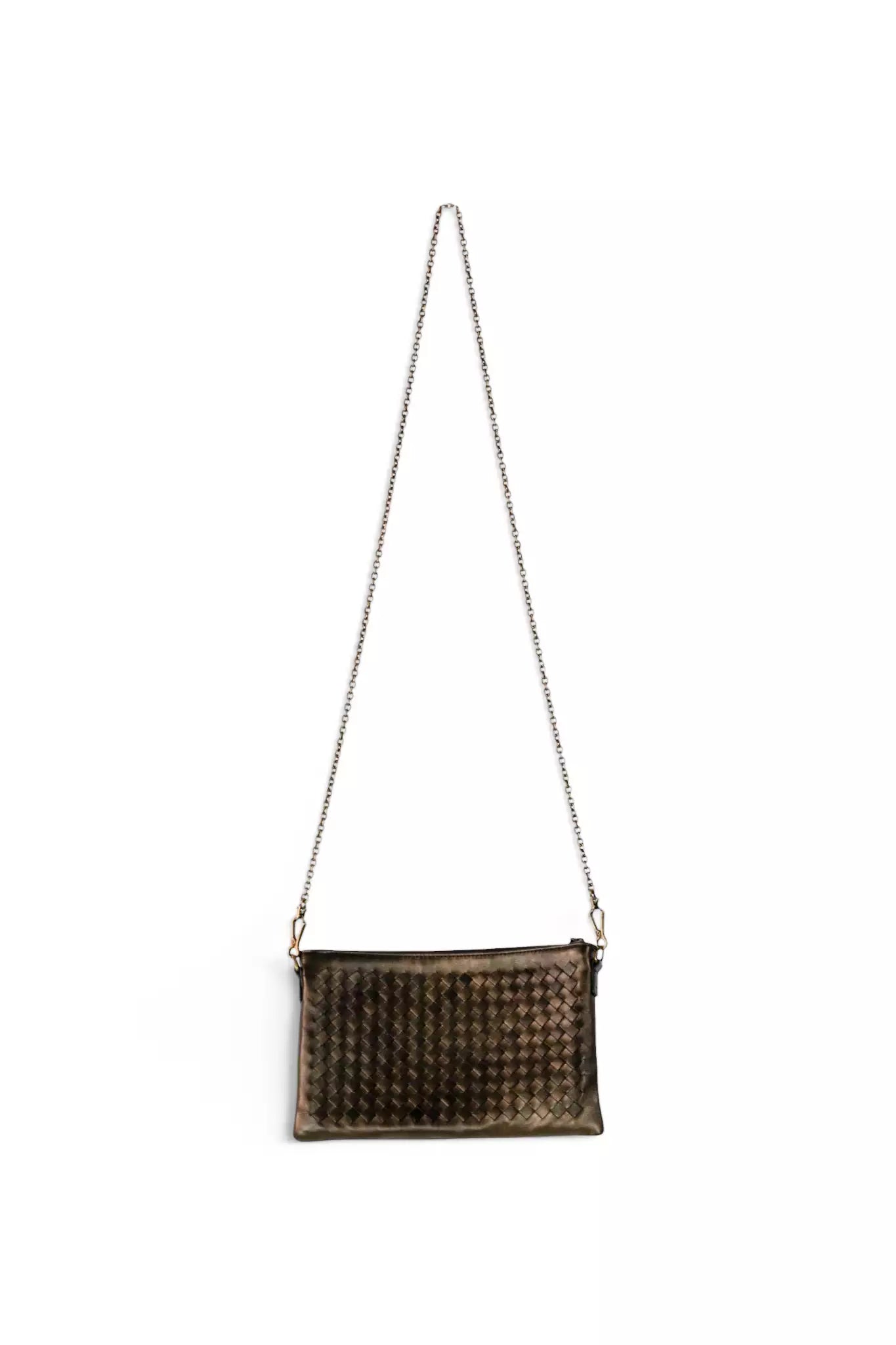 Intrecciato Leather Pochette in Bronze