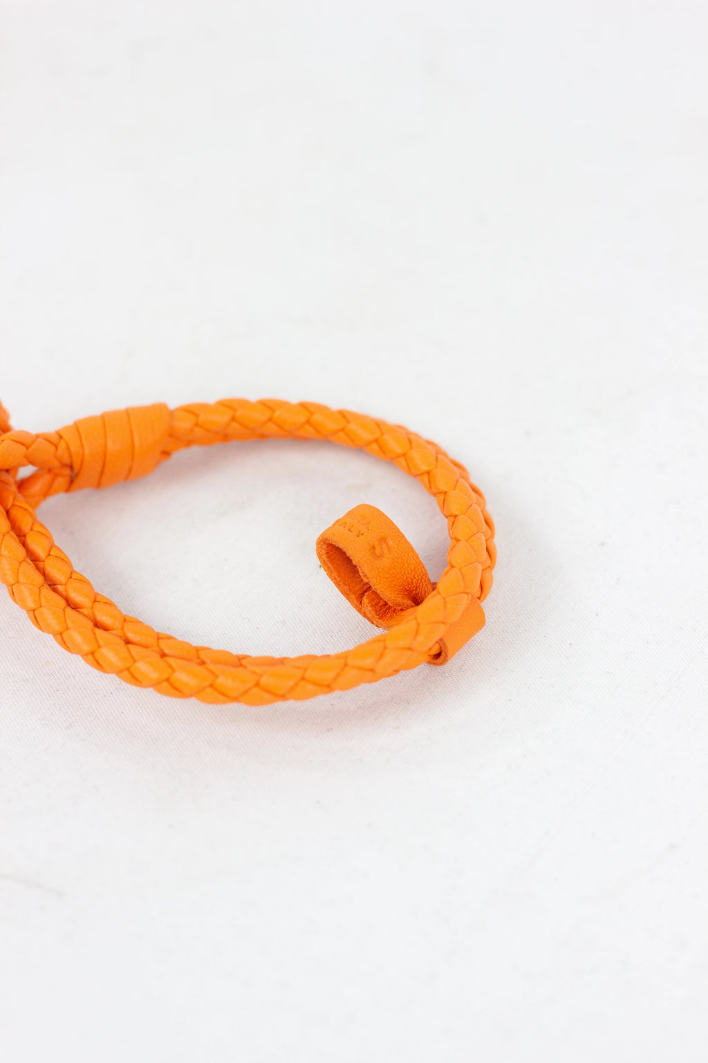 Orange Intrecciato Leather Bracelet