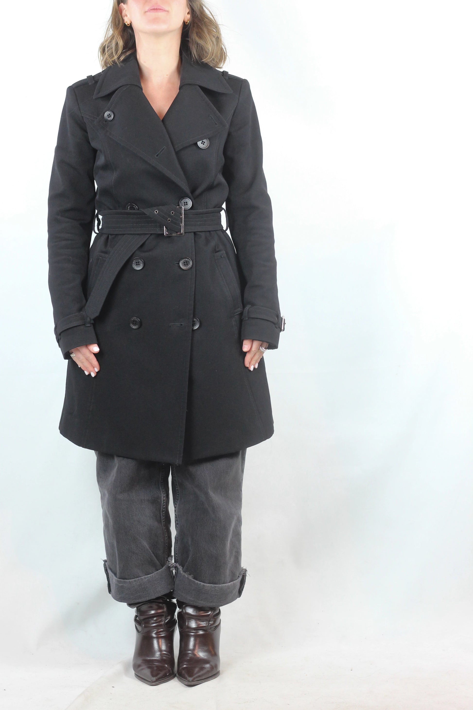 Black Double-Breasted Trench Coat