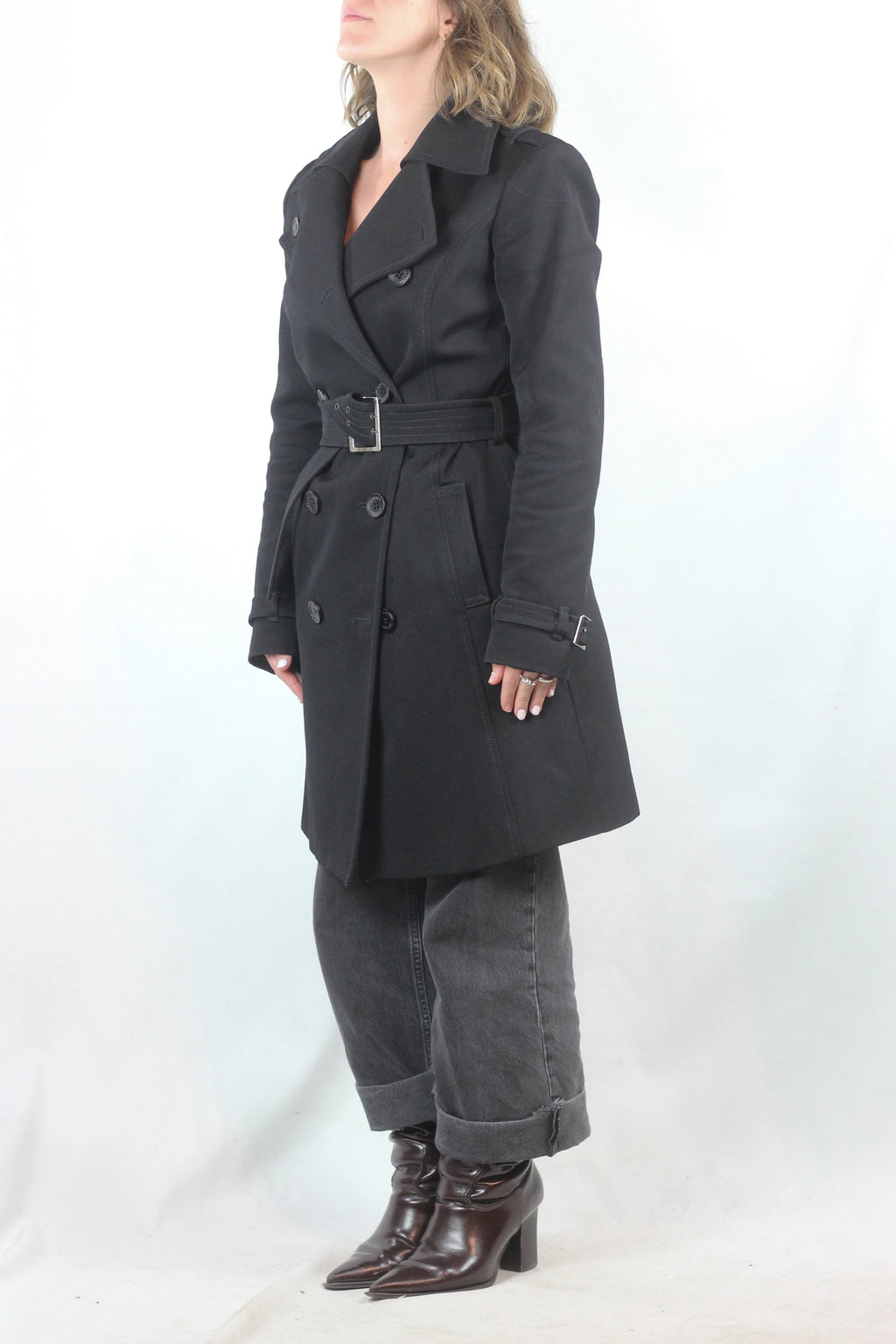 Black Double-Breasted Trench Coat