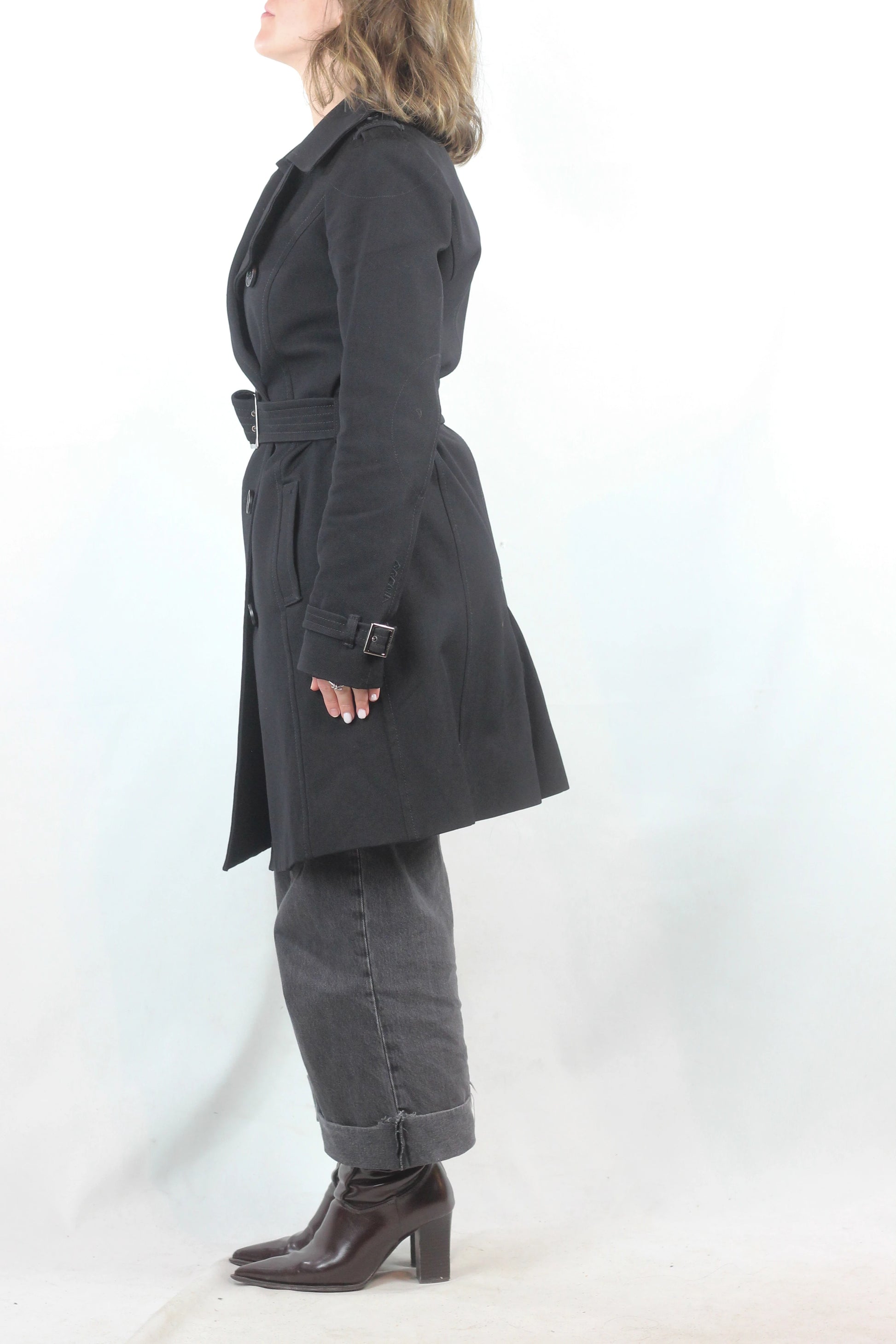 Black Double-Breasted Trench Coat