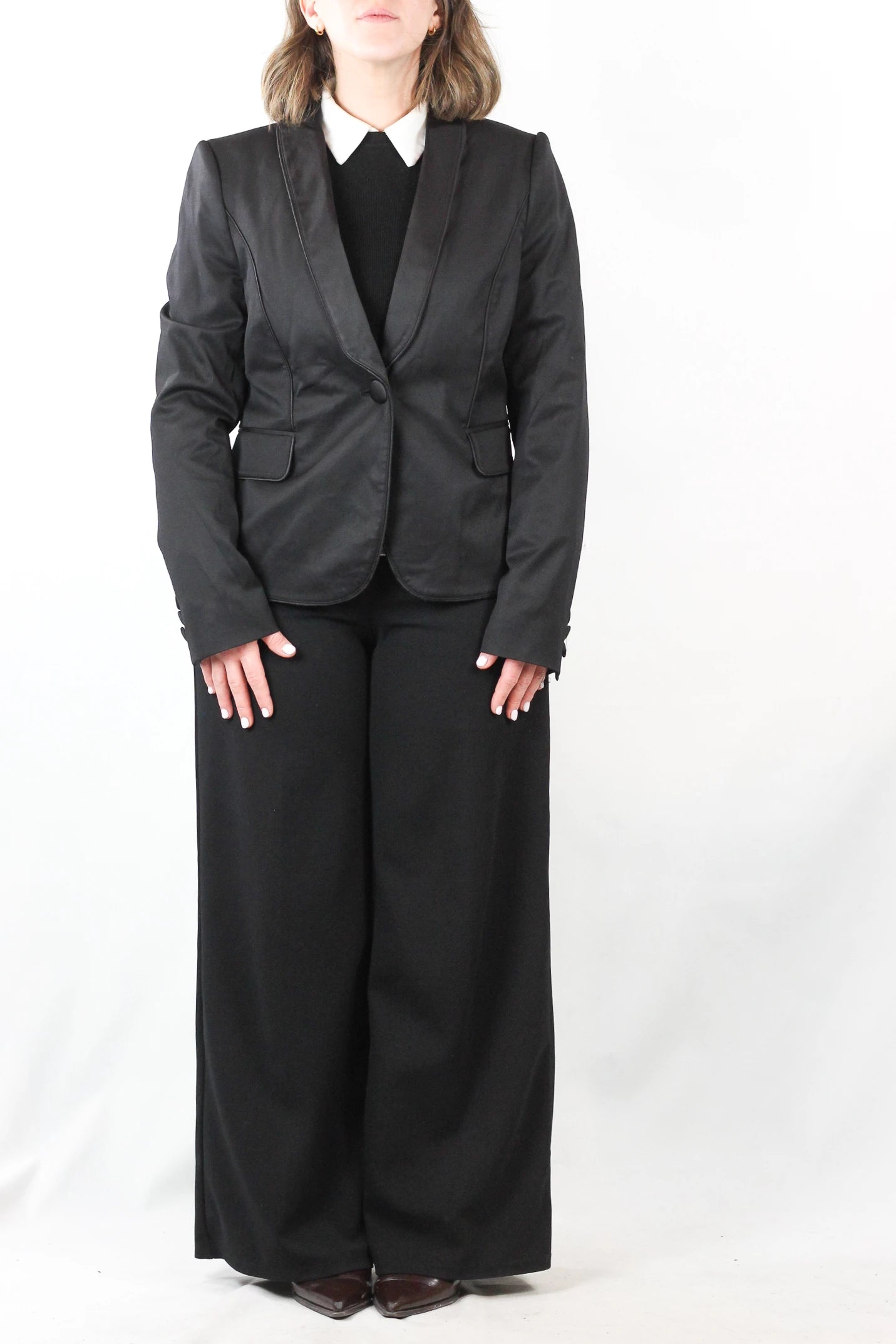 Satin Slim Smoking Blazer