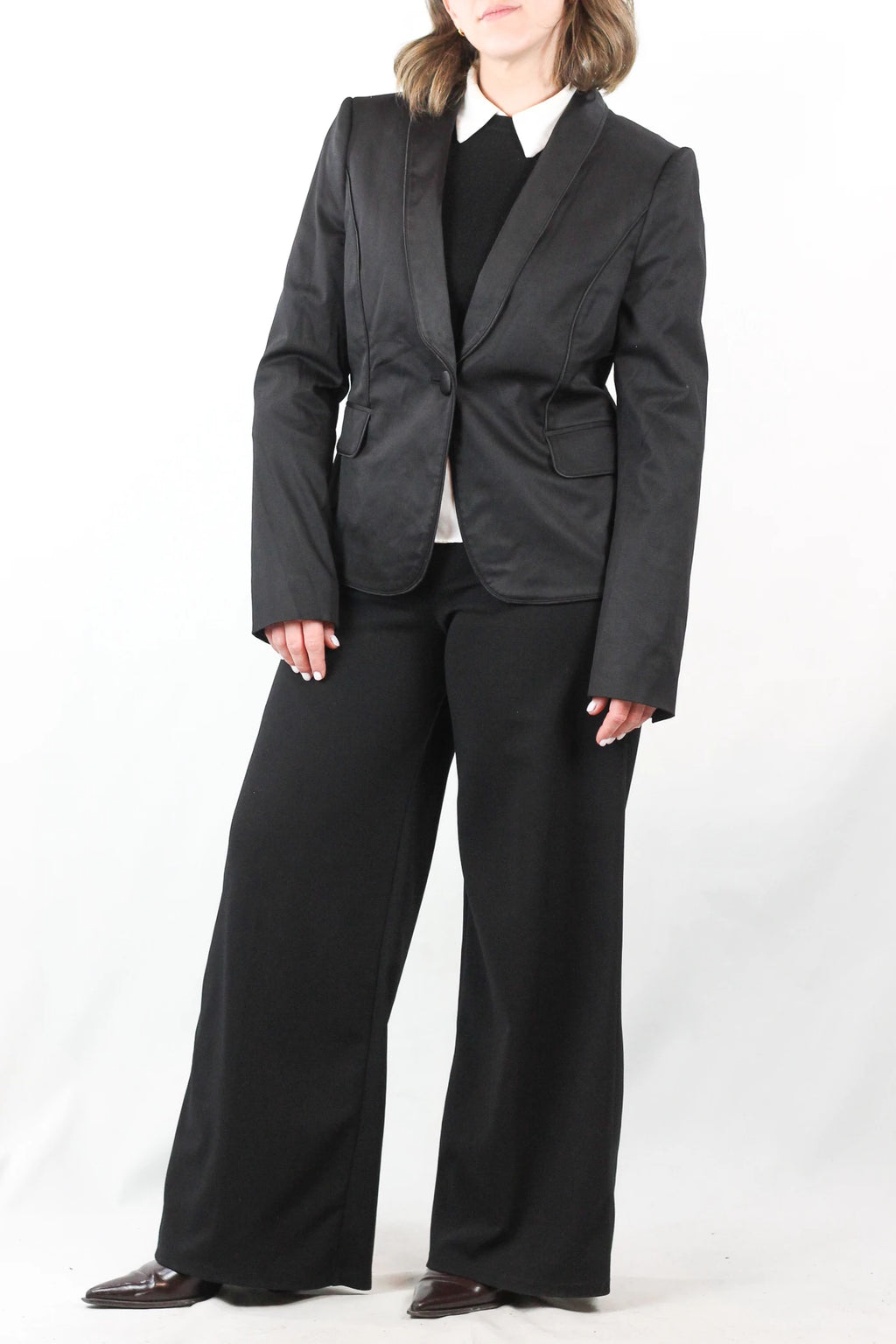 Satin Slim Smoking Blazer