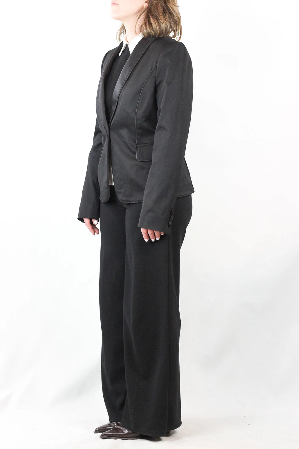 Satin Slim Smoking Blazer