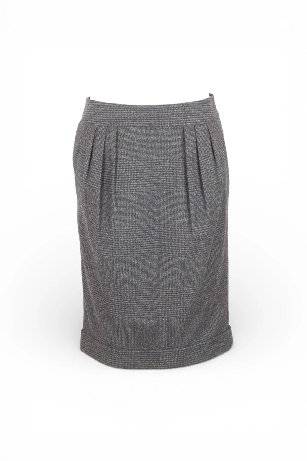 Checked Wool Blend Skirt