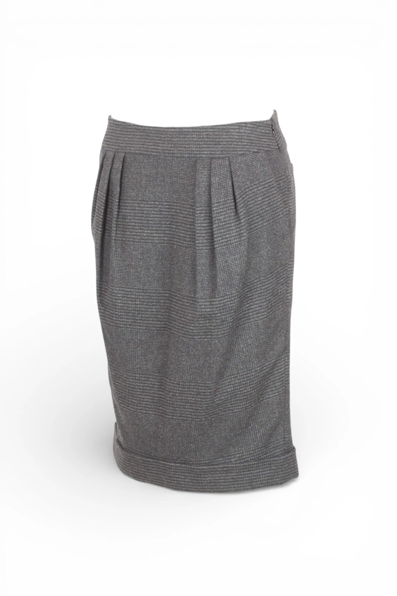 Checked Wool Blend Skirt