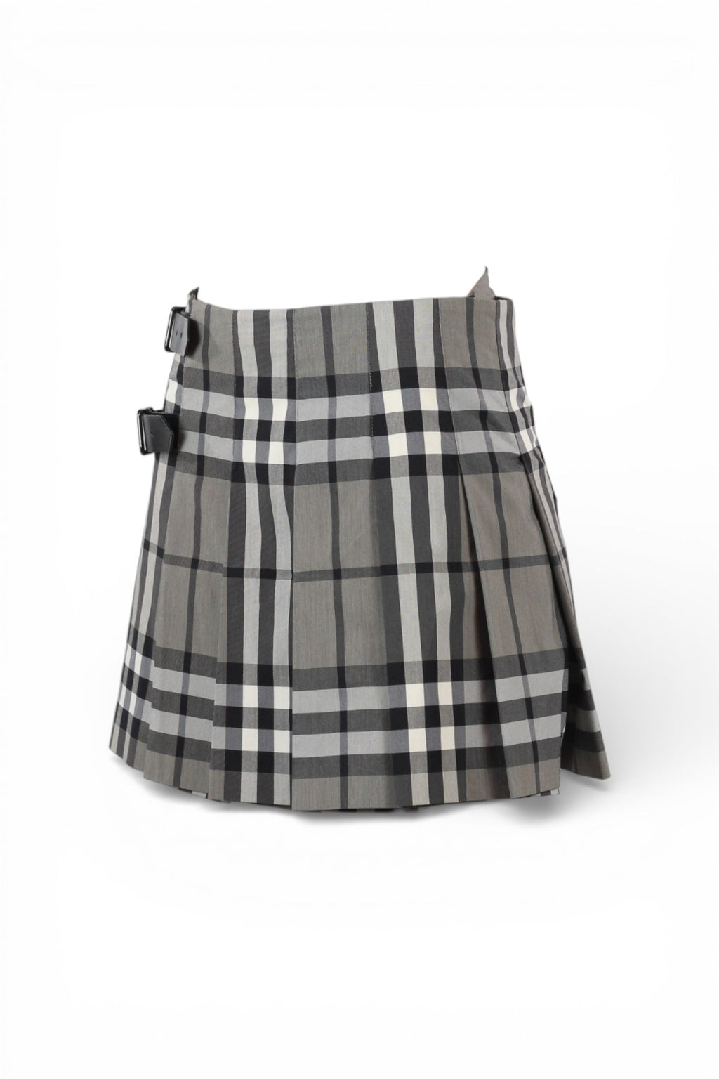 Grey Checked Pleated Mini Skirt