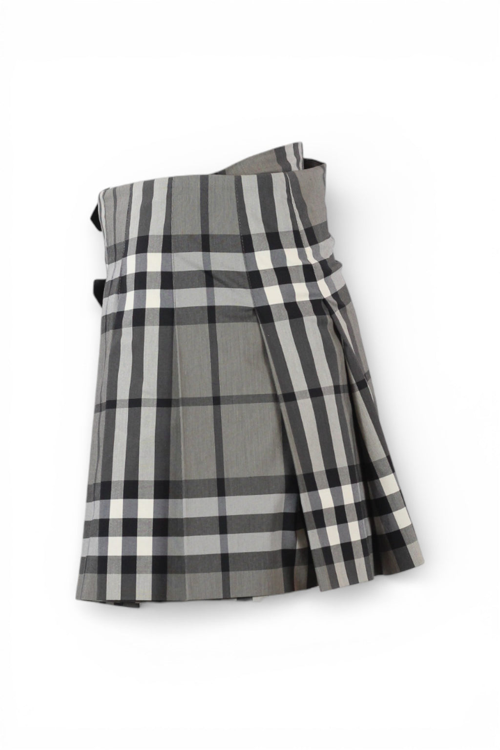 Grey Checked Pleated Mini Skirt