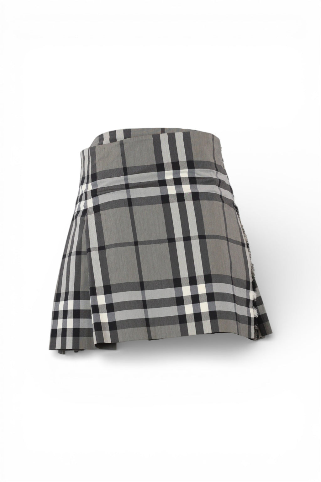 Grey Checked Pleated Mini Skirt