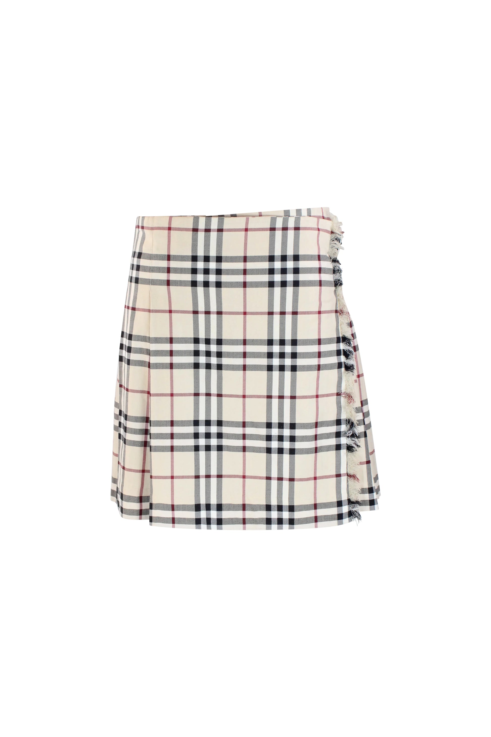 Wrap cotton miniskirt in iconic check pattern