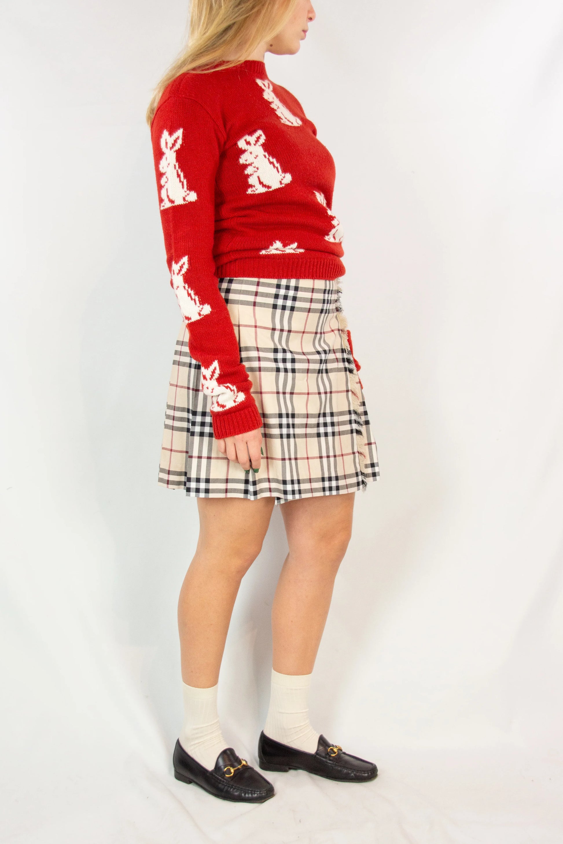 Wrap cotton miniskirt in iconic check pattern