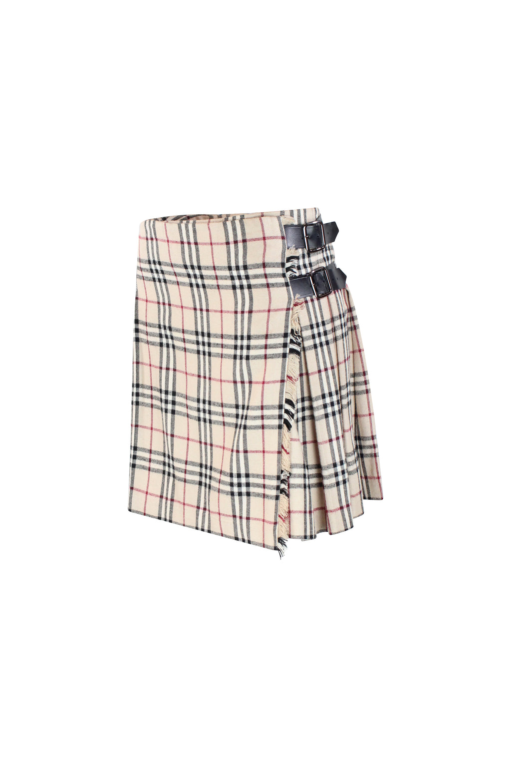 Wrap Wool Miniskirt in Iconic Check