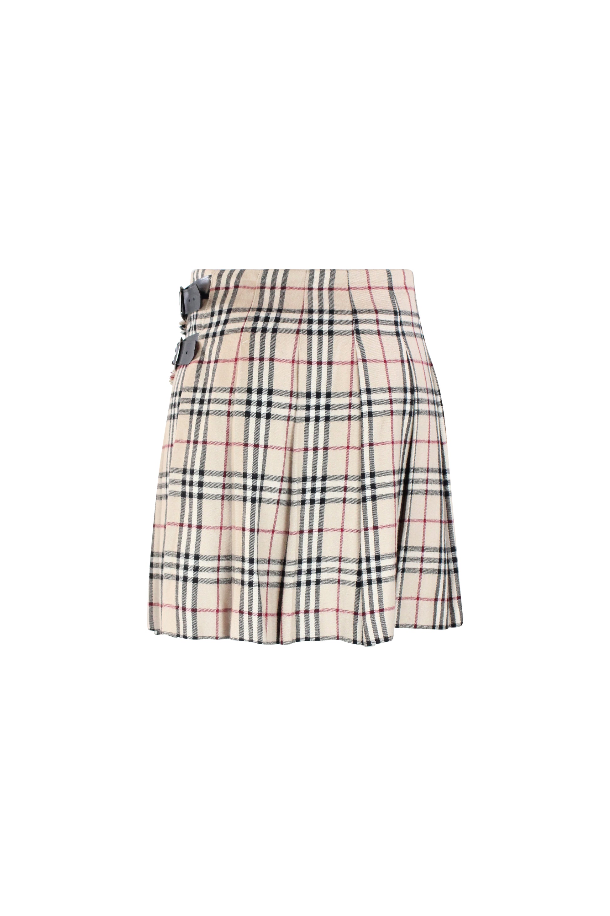 Wrap Wool Miniskirt in Iconic Check