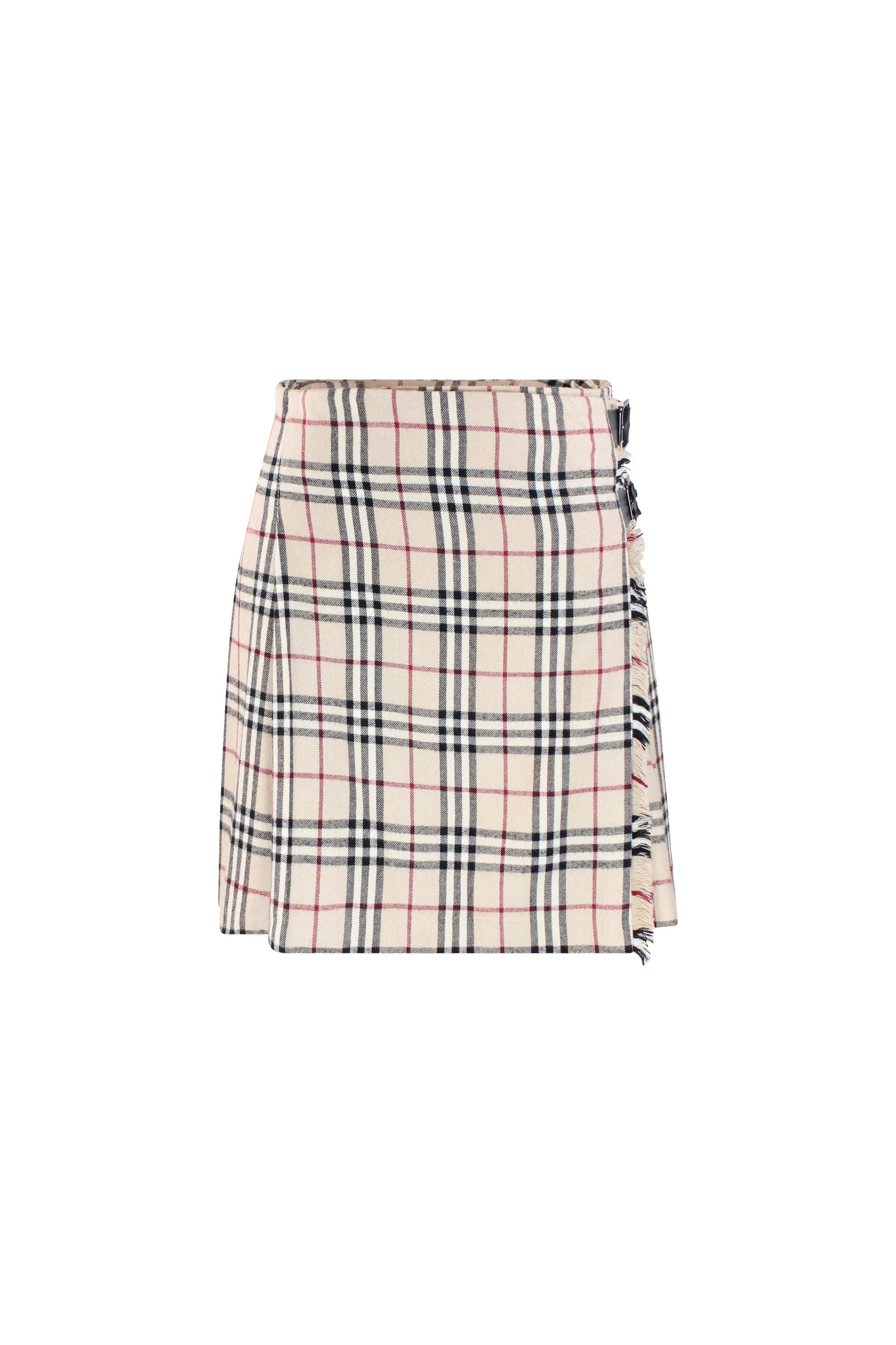 Wrap Wool Miniskirt in Iconic Check